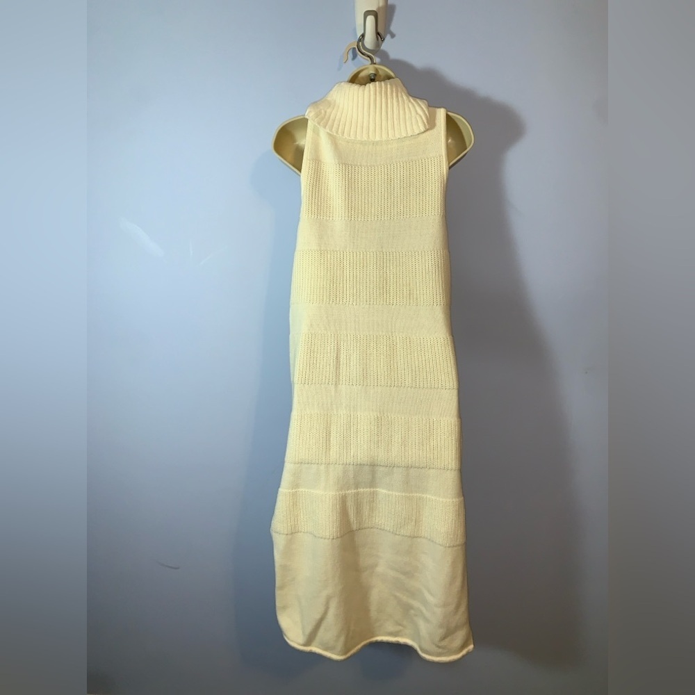 Moth Anthro Cream off white Sleeveless turtle neck Knit Dress size medium midi - Picture 3 of 6
